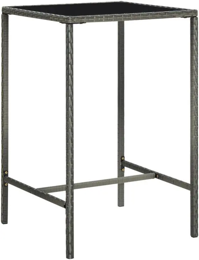 Alt view image 8 of 12 - vidaXL 3 Piece Garden Bar Set Poly Rattan Gray