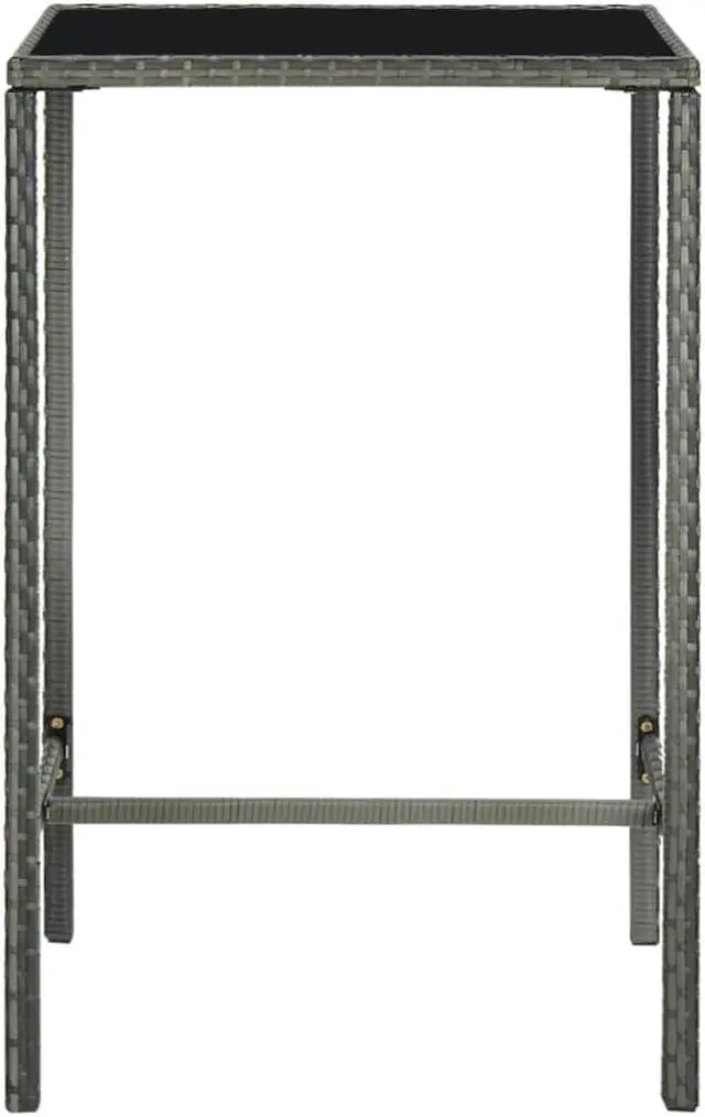 Alt view image 9 of 12 - vidaXL 3 Piece Garden Bar Set Poly Rattan Gray