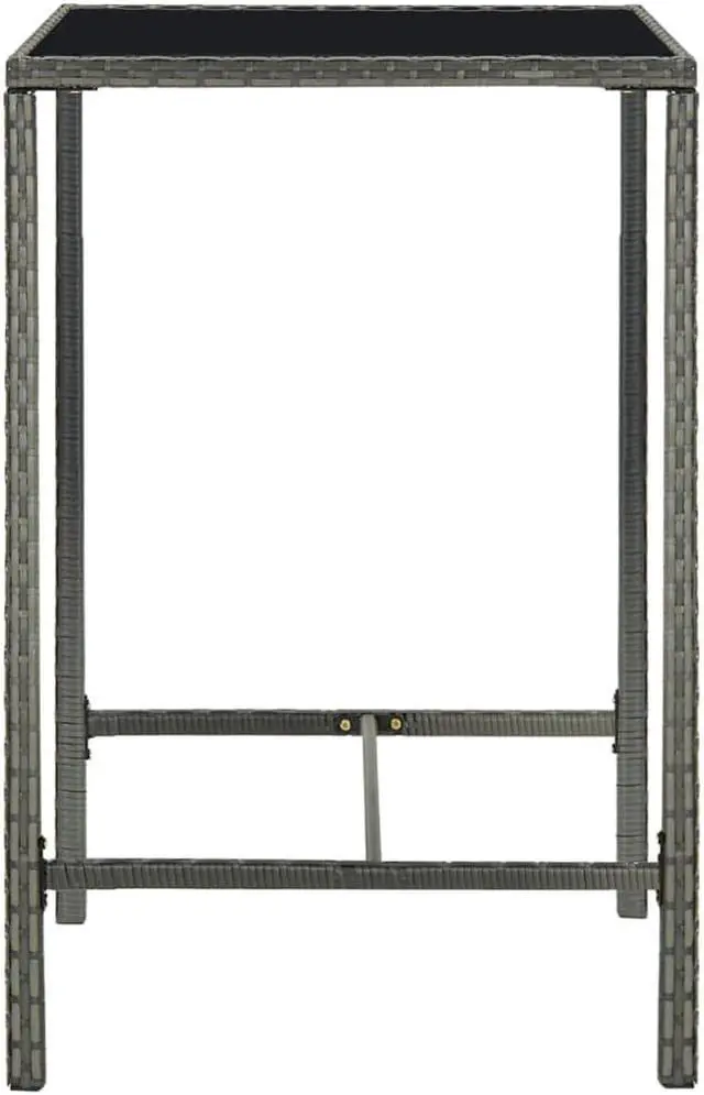 Alt view image 10 of 12 - vidaXL 3 Piece Garden Bar Set Poly Rattan Gray
