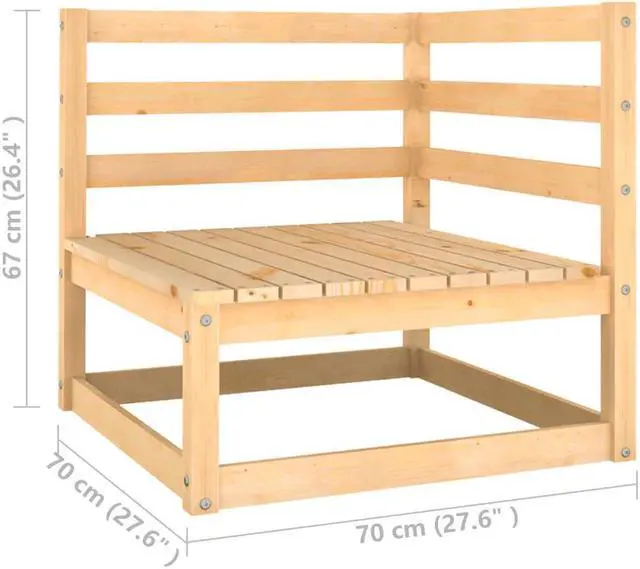 Alt view image 7 of 7 - vidaXL Patio Furniture Set 5 Piece Sectional Sofa with Cushions Solid Wood Pine