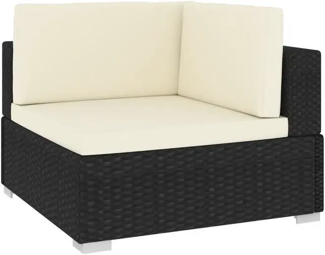 Alt view image 4 of 13 - vidaXL 2 Seater Sofa Couch with Cushions Patio Wicker Love Seat PE Rattan Black