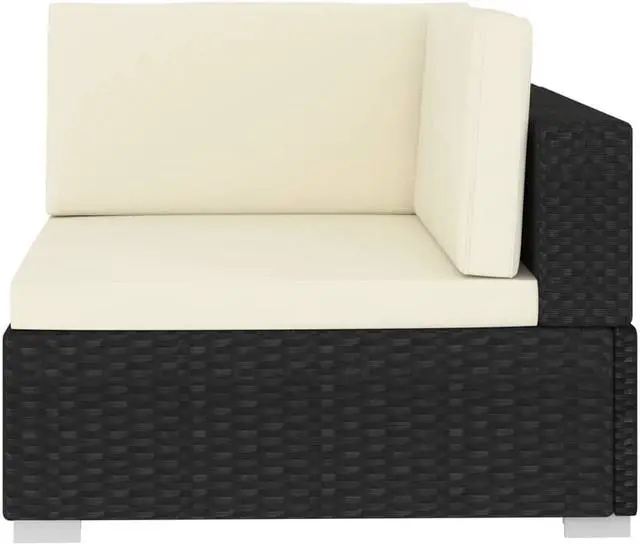 Alt view image 5 of 13 - vidaXL 2 Seater Sofa Couch with Cushions Patio Wicker Love Seat PE Rattan Black