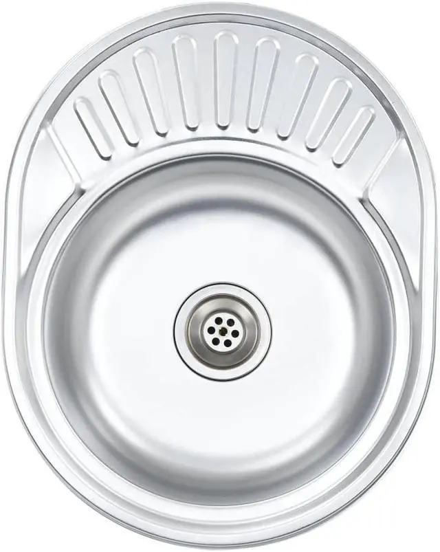 Alt view image 4 of 14 - vidaXL Kitchen Sink Undermount Sink with Strainer Stainless Steel Sink Round