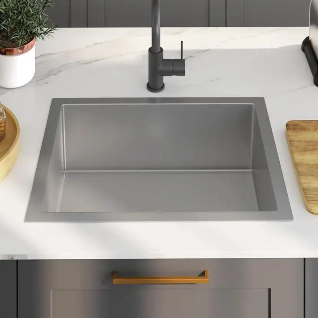 Alt view image 14 of 16 - vidaXL Handmade Kitchen Sink Stainless Steel Under-Mount Sink Basin Furniture