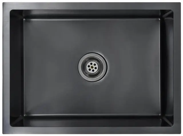 Alt view image 14 of 19 - vidaXL Kitchen Sink Undermount Sink with Strainer Black Stainless Steel Sink