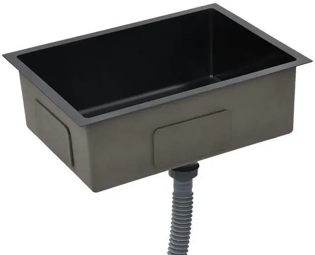 Alt view image 16 of 19 - vidaXL Kitchen Sink Undermount Sink with Strainer Black Stainless Steel Sink