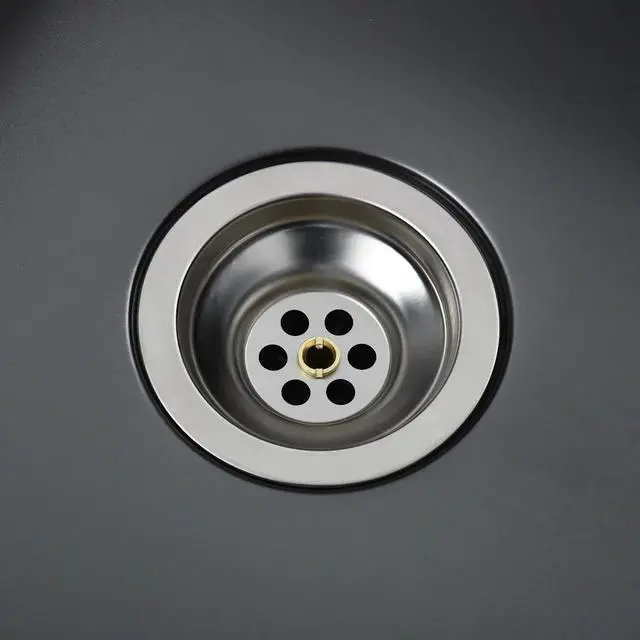 Alt view image 19 of 19 - vidaXL Kitchen Sink Undermount Sink with Strainer Black Stainless Steel Sink
