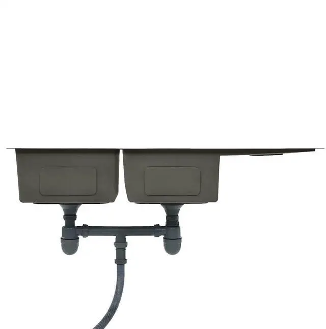 Alt view image 18 of 20 - vidaXL Handmade Kitchen Sink Black Stainless Steel Under-Mount