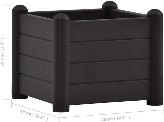 Alt view image 5 of 12 - vidaXL Planter Flower Box Raised Flower Bed Outdoor Planter for Patio Anthracite