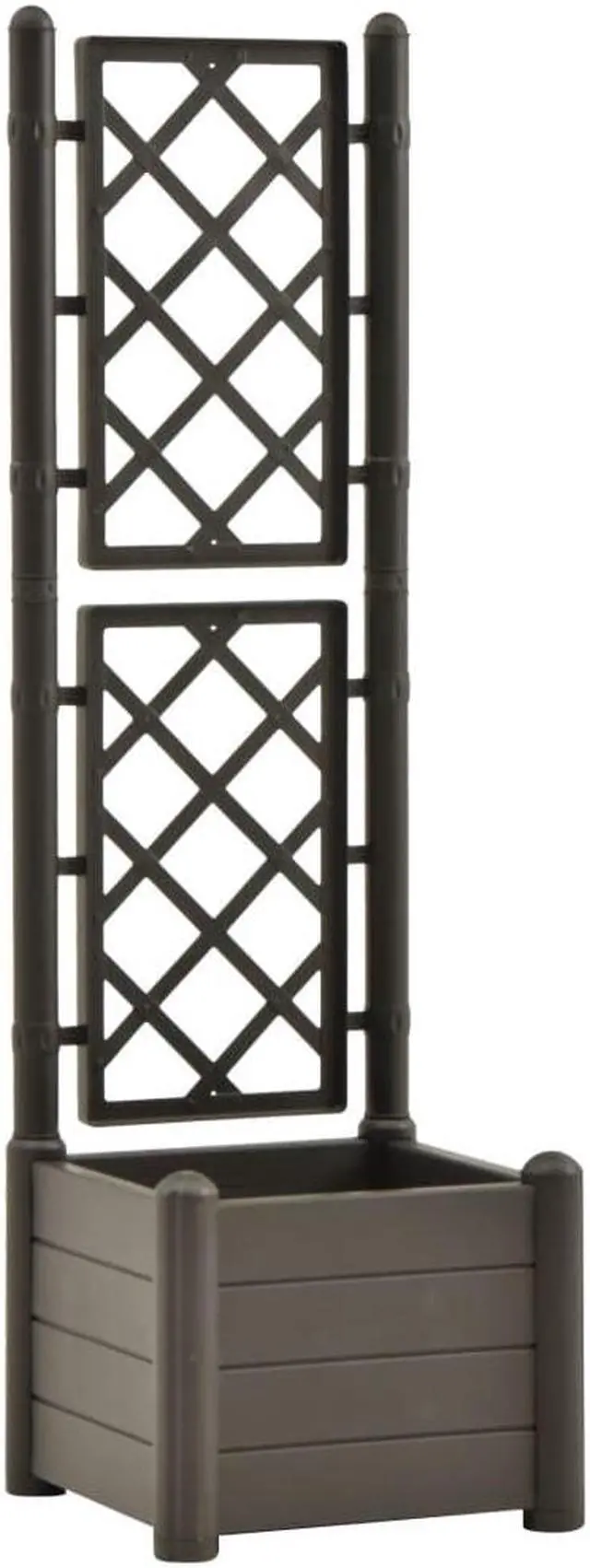 Alt view image 2 of 10 - vidaXL Garden Planter with Trellis 16.9"x16.9"x55.9" PP Anthracite