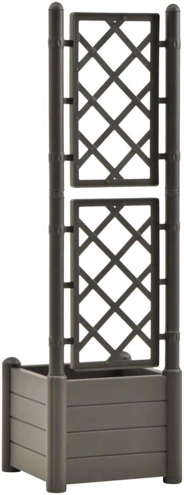 Alt view image 4 of 10 - vidaXL Garden Planter with Trellis 16.9"x16.9"x55.9" PP Anthracite
