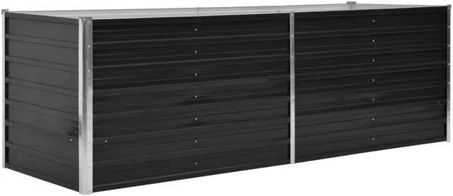 Alt view image 3 of 11 - vidaXL Garden Raised Bed Anthracite 94.5"x31.5"x30.3" Galvanized Steel