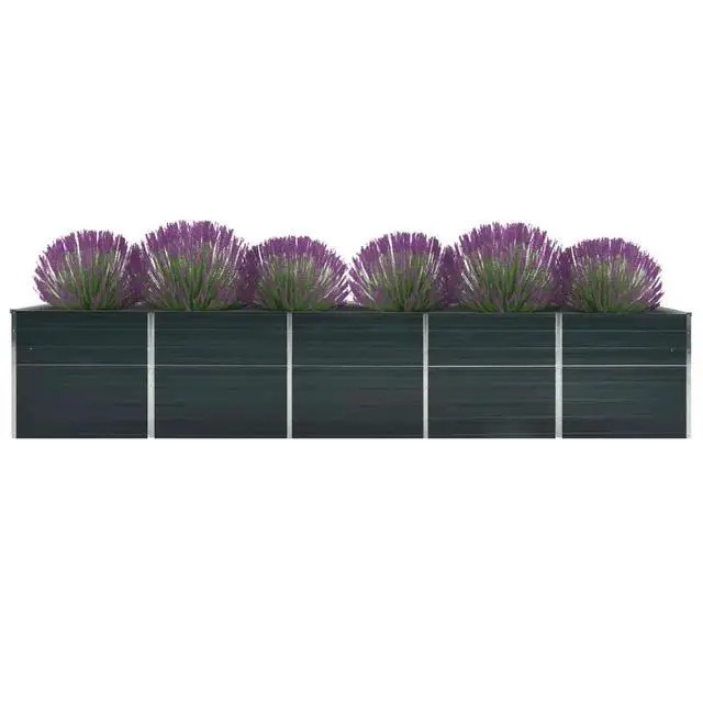 Alt view image 10 of 12 - vidaXL Garden Raised Bed Galvanized Steel 157.5"x31.5"x30.3" Anthracite