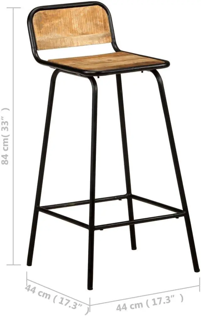 Alt view image 7 of 12 - vidaXL Bar Stools Bar Seats Counter Height Island Stools 2 Pcs Solid Mango Wood