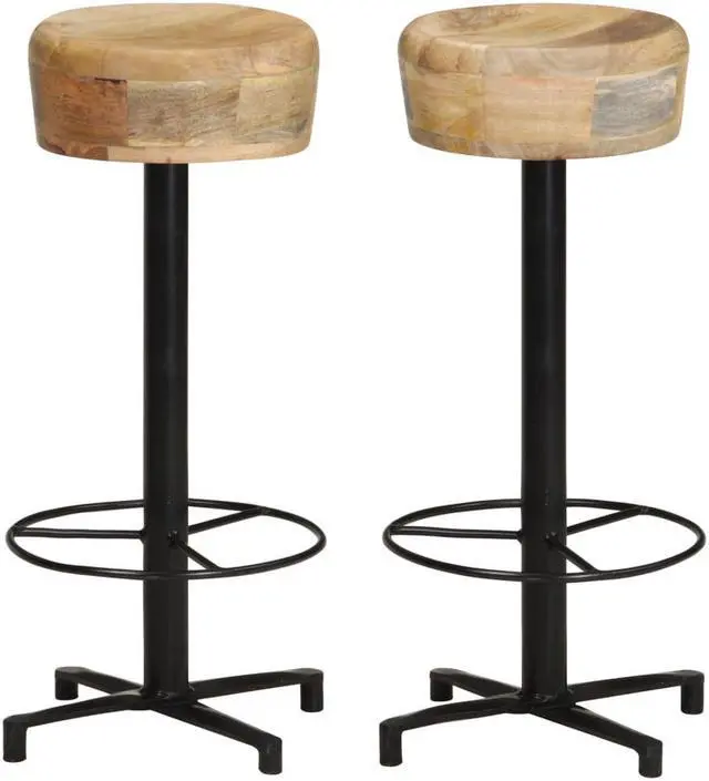 Alt view image 6 of 16 - vidaXL Bar Stools 2 pcs 30" Solid Mango Wood