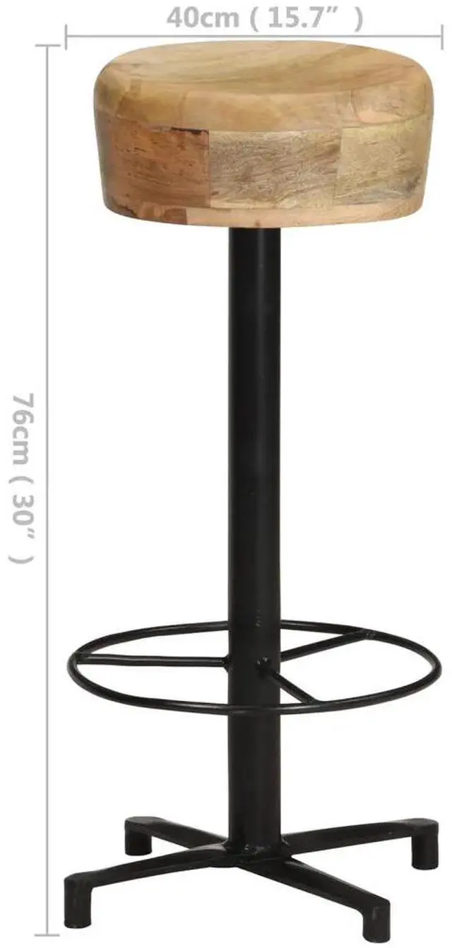 Alt view image 13 of 16 - vidaXL Bar Stools 2 pcs 30" Solid Mango Wood