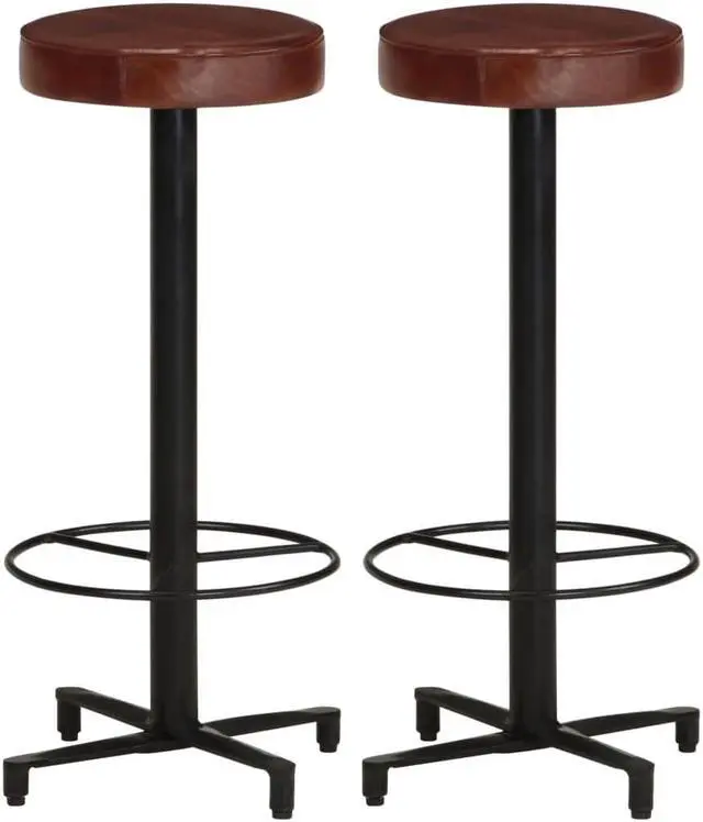 Alt view image 6 of 17 - vidaXL Bar Stools 2 pcs 30" Real Leather