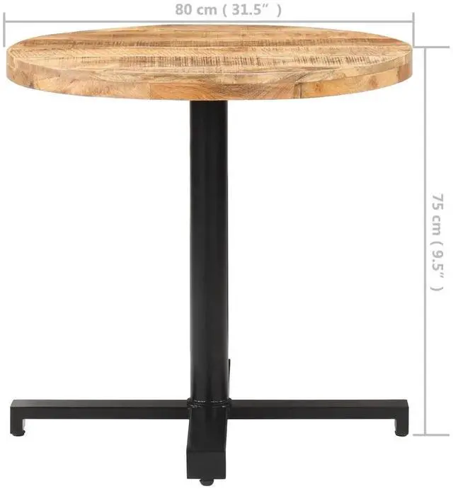 Alt view image 12 of 15 - vidaXL Bistro Table Round 31.5"x29.5" Rough Mango Wood
