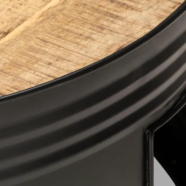 Alt view image 8 of 17 - vidaXL Coffee Table Black  26.8"x26.8"x14.2" Solid Rough Mango Wood