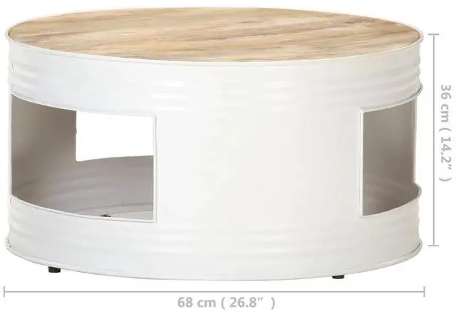 Alt view image 10 of 13 - vidaXL Coffee Table White 26.8"x26.8"x14.2" Solid Mango Wood