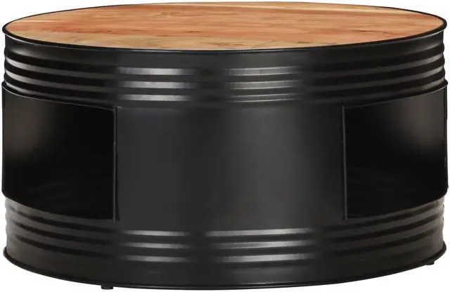 Alt view image 8 of 17 - vidaXL Coffee Table Black 26.8"x26.8"x14.2" Solid Acacia Wood
