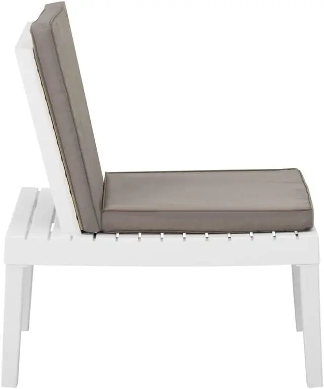 Alt view image 8 of 13 - vidaXL Garden Lounge Chair with Cushion Plastic White
