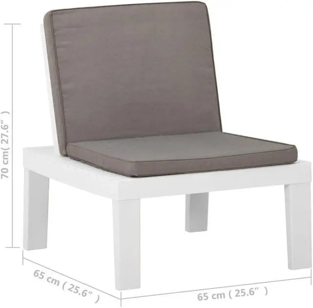 Alt view image 12 of 13 - vidaXL Garden Lounge Chair with Cushion Plastic White