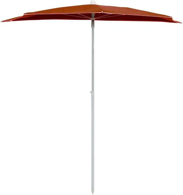 Alt view image 3 of 12 - vidaXL Garden Half Parasol with Pole Outdoor Patio Sunshade Backyard Terracotta