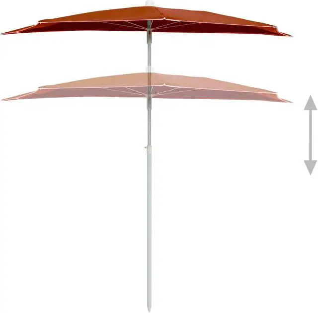 Alt view image 4 of 12 - vidaXL Garden Half Parasol with Pole Outdoor Patio Sunshade Backyard Terracotta