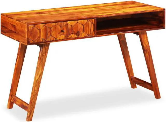 Alt view image 8 of 15 - vidaXL Writing Table Solid Sheesham Wood 46.5"x19.7"x30"
