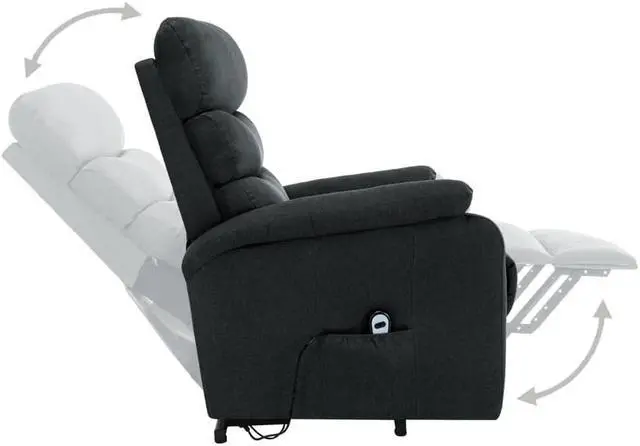 Alt view image 6 of 7 - vidaXL Power Lift Recliner Electric Lift Chair for Elderly Dark Gray Fabric
