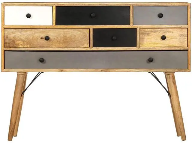 Alt view image 14 of 17 - vidaXL Solid Mango Wood Sideboard 43.3"x11.8"x32.3" Wooden Cupboard Cabinet