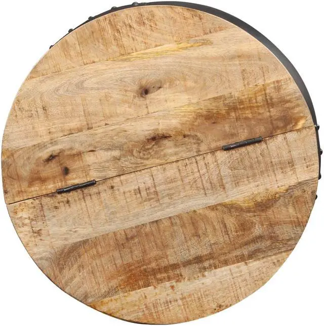 Alt view image 14 of 17 - vidaXL Coffee Table Black 26.8"x26.8"x14.2" Solid Acacia Wood