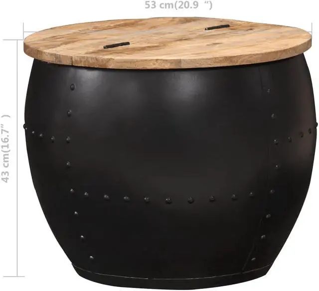 Alt view image 13 of 17 - vidaXL Coffee Table Black 26.8"x26.8"x14.2" Solid Acacia Wood