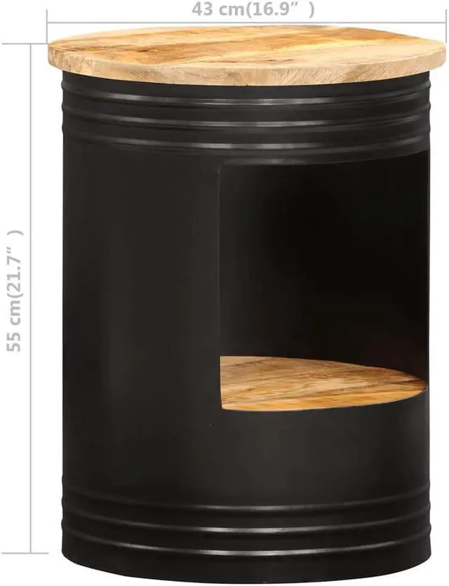 Alt view image 3 of 14 - vidaXL Coffee Table Round End Accent Sofa Table with Storage Solid Wood Mango