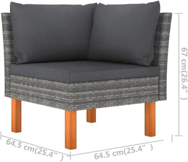 Alt view image 6 of 7 - vidaXL Patio Lounge Set 12 Piece Sectional Sofa Couch Footrest with Cushions