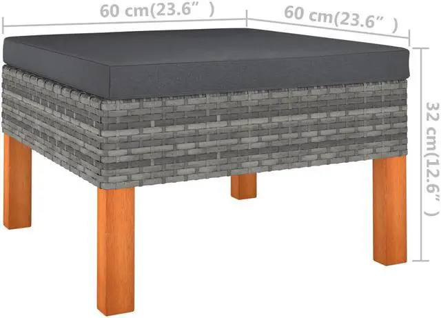 Alt view image 7 of 7 - vidaXL Patio Sofa 4 Piece Outdoor Sofa Patio Couch Corner Sofa Gray Poly Rattan