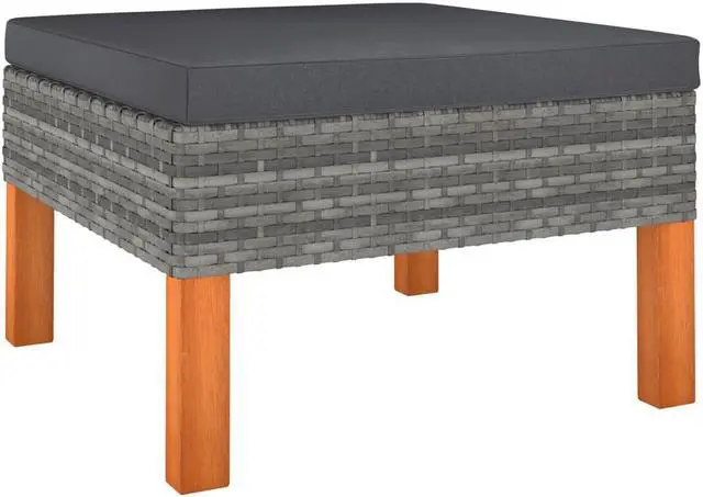 Alt view image 6 of 7 - vidaXL Patio Sofa 5 Piece Outdoor Sofa Patio Couch Corner Sofa Gray Poly Rattan