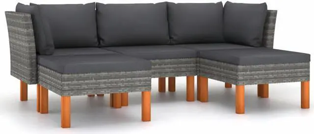 Main image of vidaXL Patio Lounge Set 5 Piece Sectional Sofa Couch Footrest with Cushions