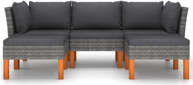 Alt view image 2 of 7 - vidaXL Patio Lounge Set 5 Piece Sectional Sofa Couch Footrest with Cushions