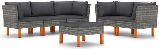 Main image of vidaXL Patio Lounge Set 6 Piece Sectional Sofa Couch Footrest with Cushions