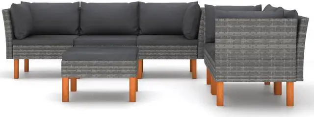 Alt view image 2 of 7 - vidaXL Patio Lounge Set 6 Piece Sectional Sofa Couch Footrest with Cushions