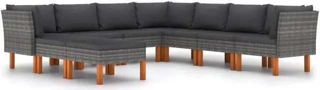 Main image of vidaXL Patio Lounge Set 9 Piece Sectional Sofa Couch Footrest with Cushions