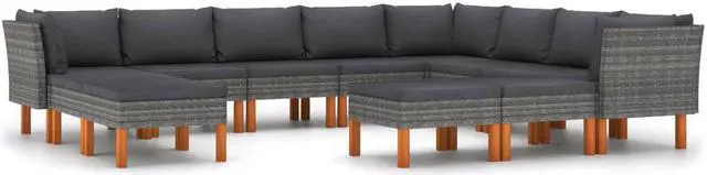 Main image of vidaXL Patio Lounge Set 12 Piece Sectional Sofa Couch Footrest with Cushions