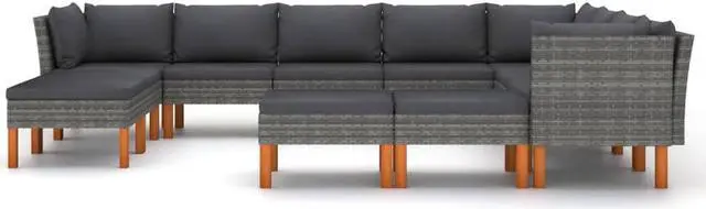 Alt view image 2 of 7 - vidaXL Patio Lounge Set 12 Piece Sectional Sofa Couch Footrest with Cushions
