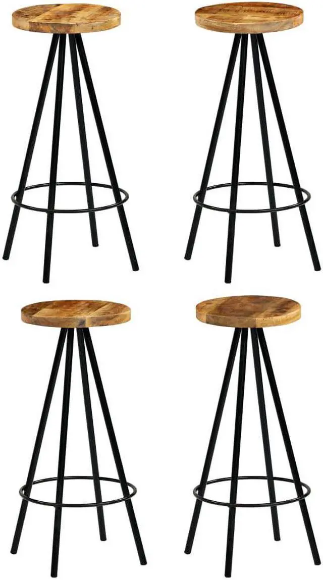 Alt view image 11 of 15 - vidaXL Bar Stools Bar Counter Height Stool Island Stool 4 Pcs Solid Mango Wood