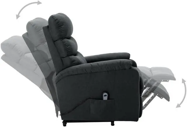 Alt view image 4 of 7 - vidaXL Recliner Electric Power Lift Recliner Chair for Elderly Dark Gray Fabric