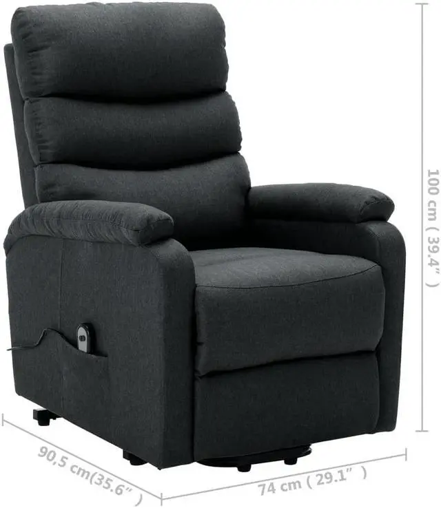 Alt view image 7 of 7 - vidaXL Recliner Electric Power Lift Recliner Chair for Elderly Dark Gray Fabric