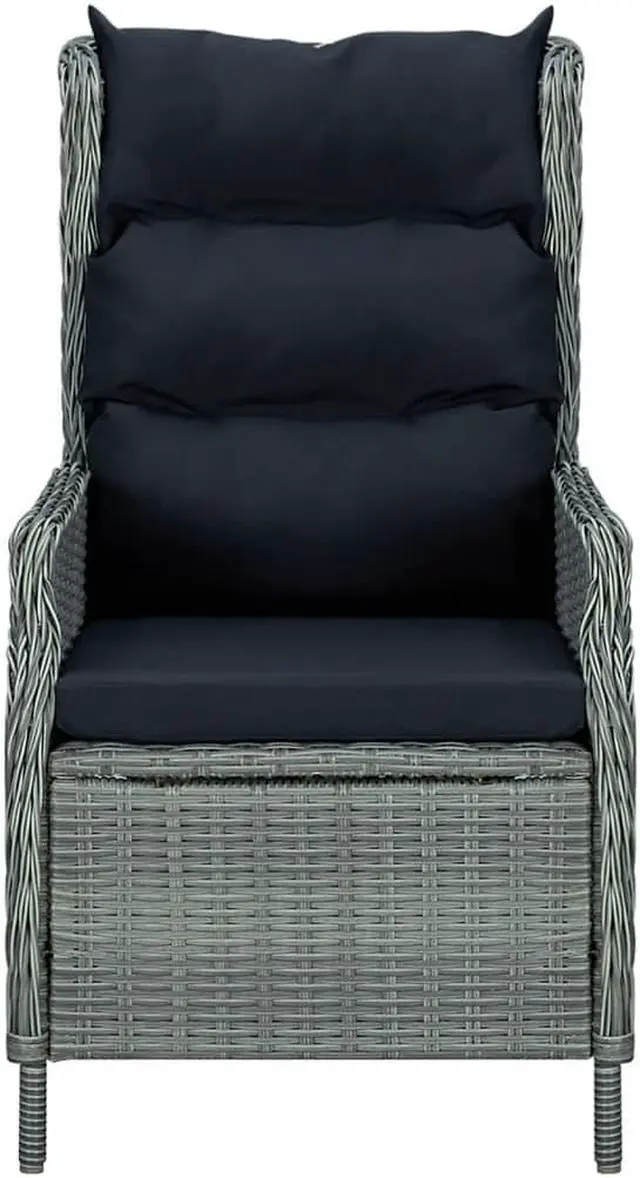 Alt view image 3 of 7 - vidaXL Patio Dining Set 5 Piece Light Gray Outdoor Garden Dinner Dinette Seat