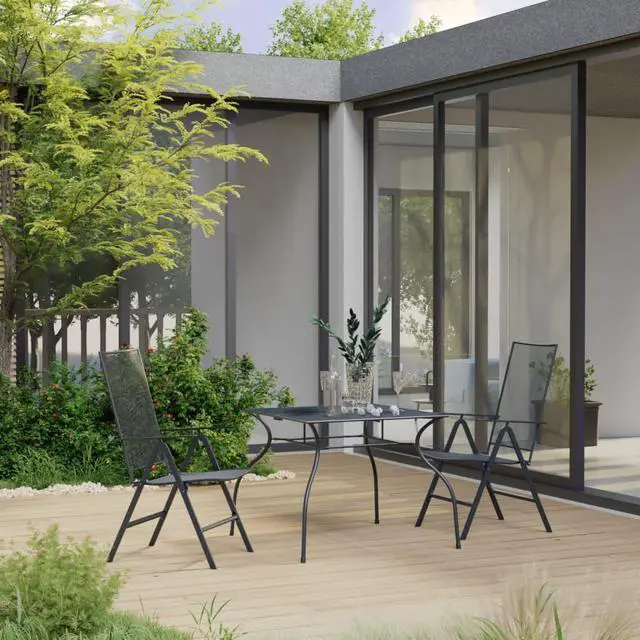 Alt view image 7 of 11 - vidaXL 3 Piece Garden Dining Set Steel Anthracite